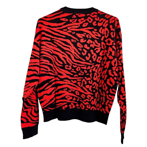 Bar lll Women's Zebra Leopard Animal Print Jacquard Mob-Wife Sweater Size Small - Picture 4 of 8